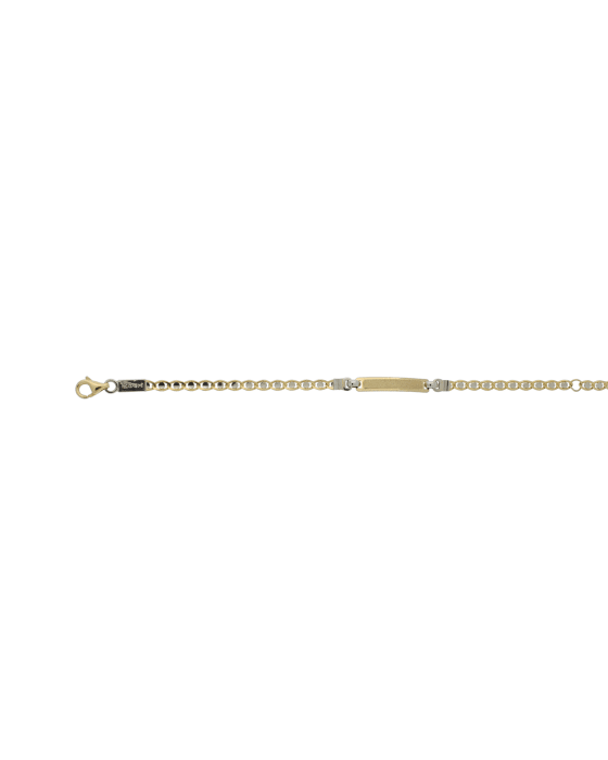 18CT T/T ID BRACELET RECT 14cm